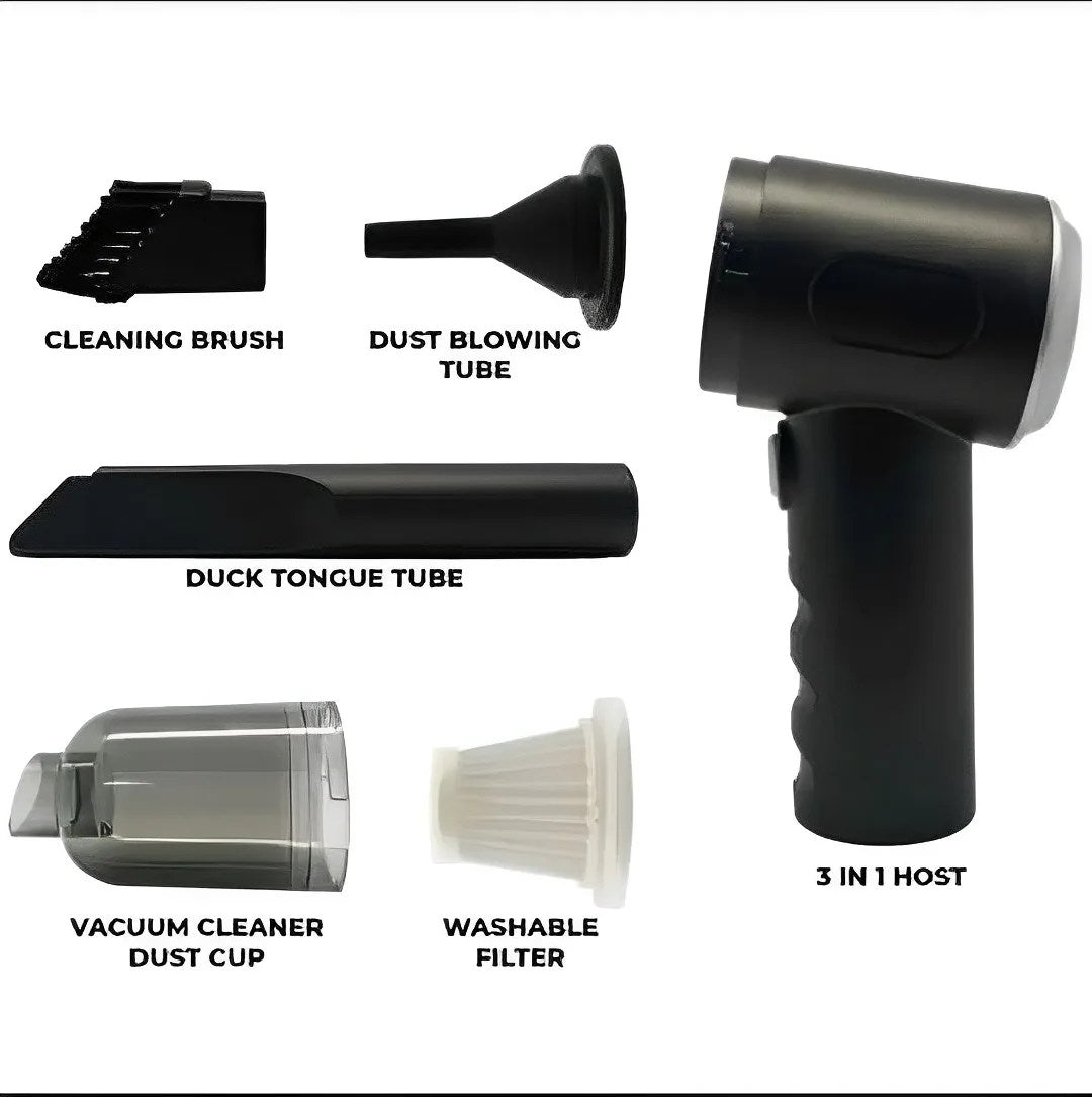 3-in-1 Mini Cordless Vacuum Cleaner – Powerful Duster, Blower & Pump