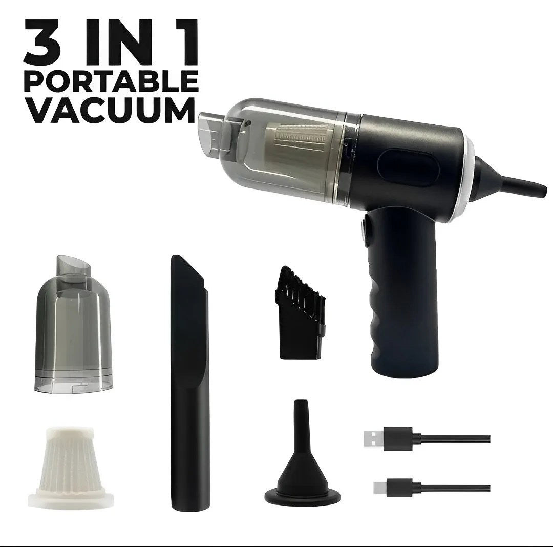 3-in-1 Mini Cordless Vacuum Cleaner – Powerful Duster, Blower & Pump