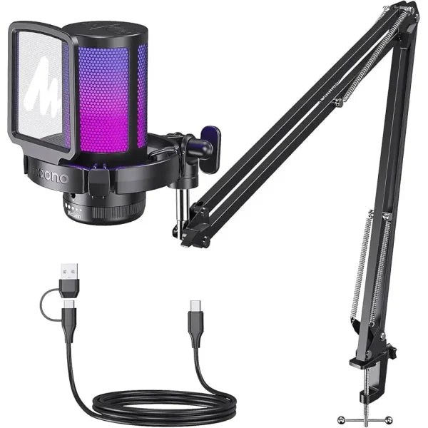 Maono Wireless RGB Condenser Podcast Microphone – DGM20S – OP
