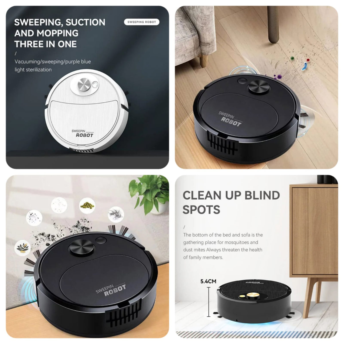 Portable Wireless Smart Mini Sweeping Robot Mopping 3 In1 Rechargeable Cleaning Machine Vacuum Cleaner For Home Office Robot (random colors)